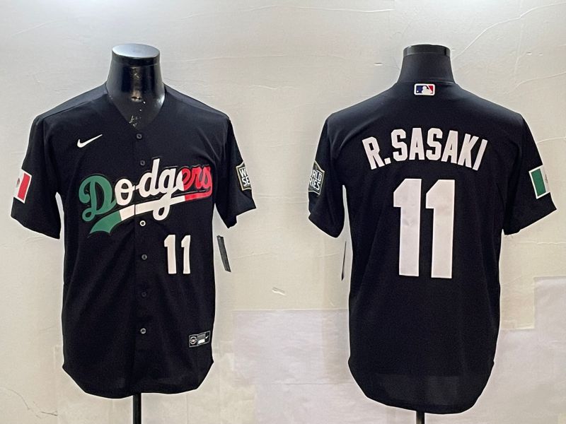 Men Los Angeles Dodgers #11 R.Sasaki Black Fashion Game 2025 Nike MLB Jersey style 4->los angeles dodgers->MLB Jersey